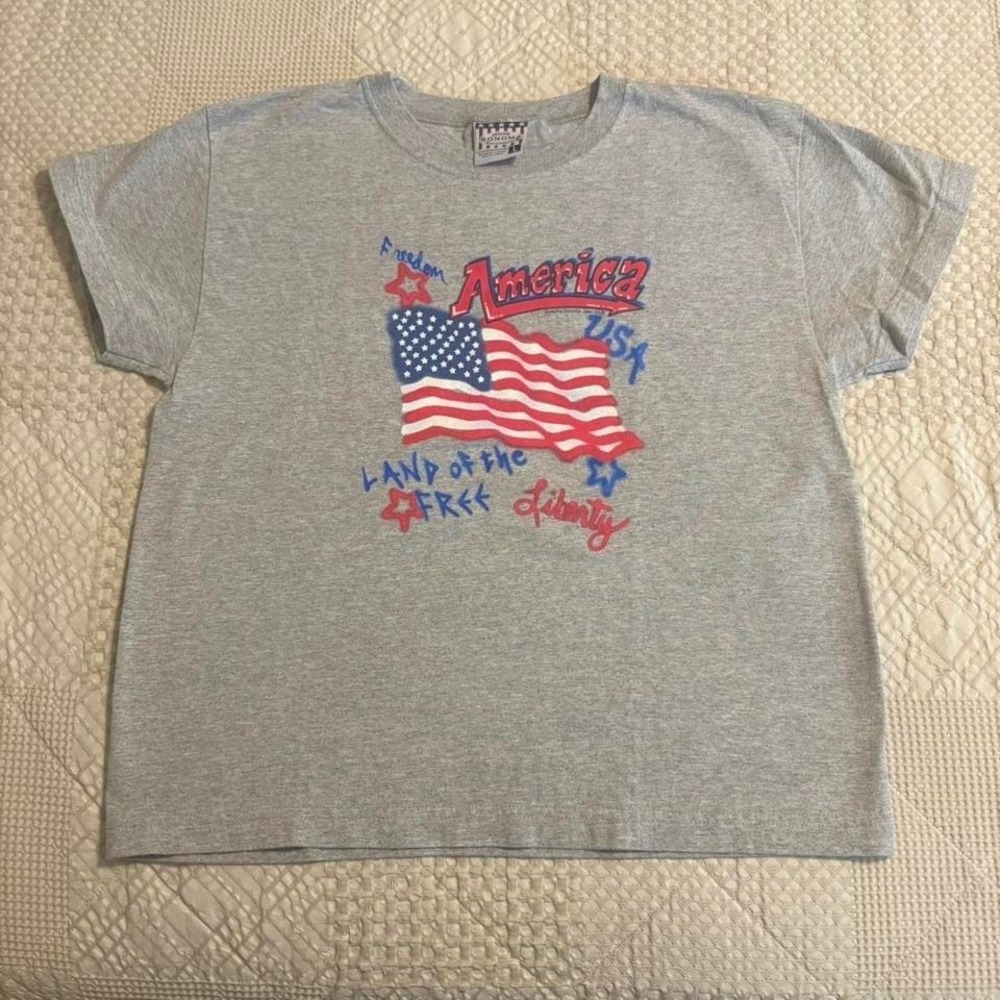 VTG 90s Graffiti America USA Flag Liberty Graphic Tee